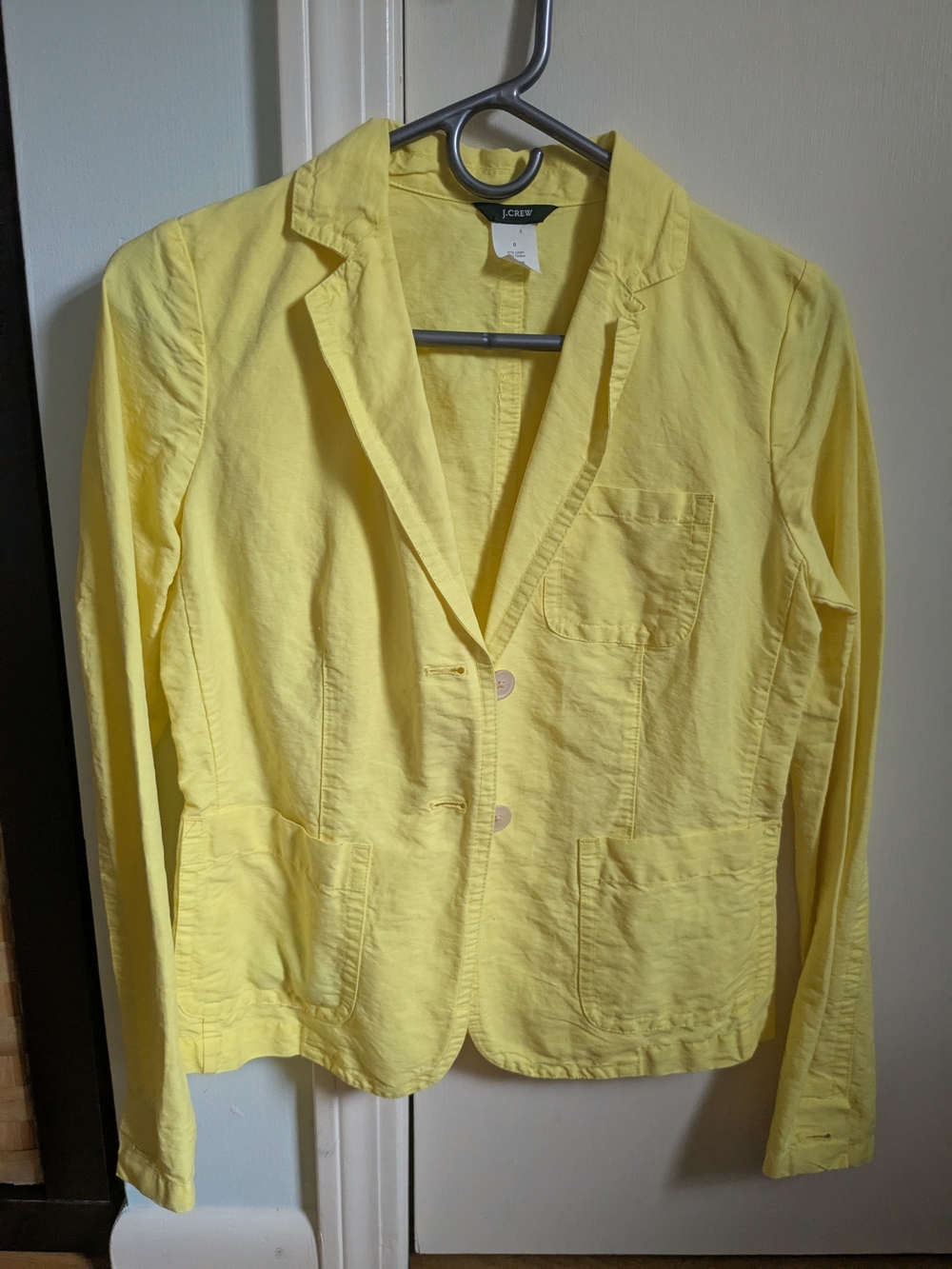 J. Crew Bright Yellow Linen/Cotton Notch Collar Blazer